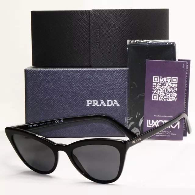 Prada Sunglasses Black Cat Eye Glossy Fashion Womens PR01VS SPR 01V 1AB-5S0 56mm