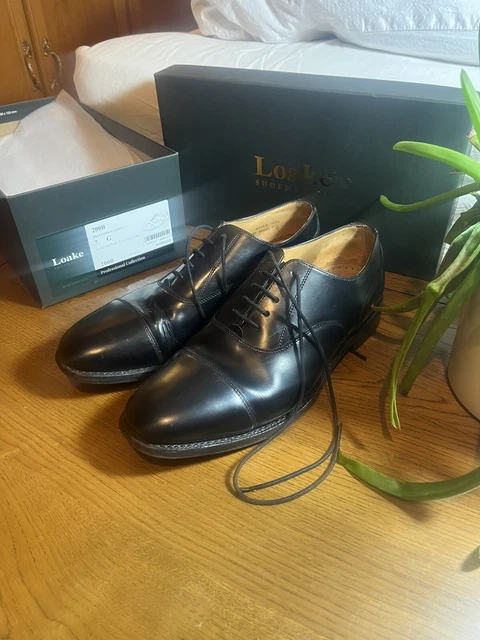 Loake 200B Men’s Black Leather Size 7G Professional Formal Lace-up Oxford Shoes