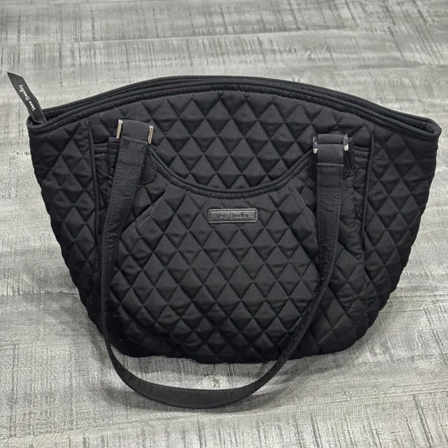 Vera Bradley Bucket Shoulder Bag Black Quilted Double Handles