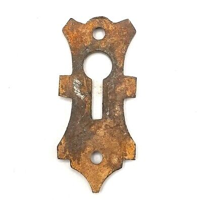Vintage Ornate Bronze Skeleton Key hole Escutcheon Salvage Hardware 2" x 7/8" 3