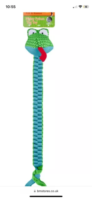 Mighty Python Snake Dog Squeak Toy Tugging Tough Durable Tuggi Tuggy Blue