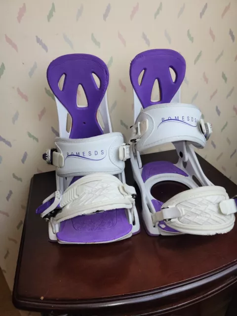 Rome Sds Snowboard Bindings Size Small White And Purple Vintage Y2k Vtg