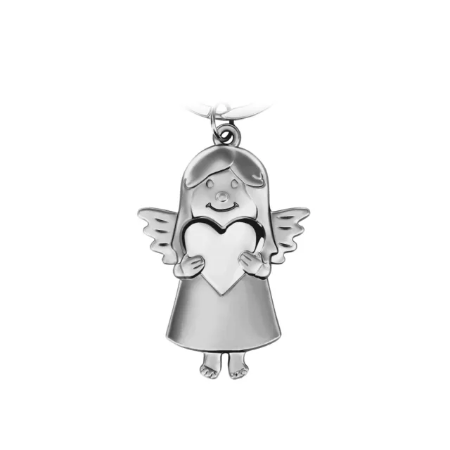 CraftWerk Schutzengel Schlüsselanhänger mit Herz - Glücksbringer Geschenk Silber