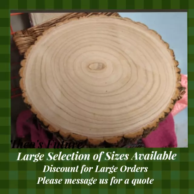 Natural Wood Log Slices Tree Bark Rustic Wedding Table Centerpiece Cake Stand