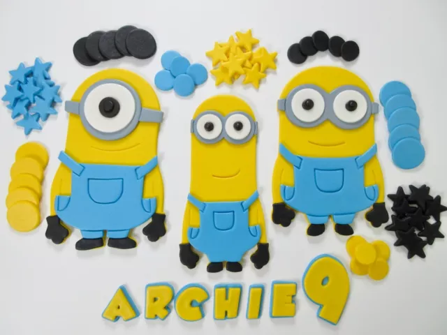 Minions Cake Topper Personalised. Edible Fondant Minions Cake Decorations Large.