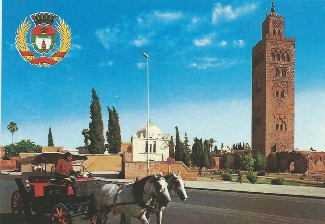 Postcard Africa, Morocco, Marrakech, La Koutoubia, Carriage, Blank Card