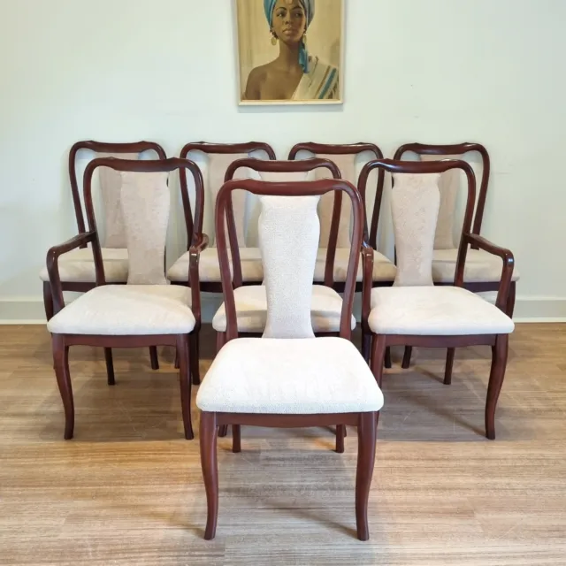 Set of 8 Vintage Retro Teak Parker Dining Chairs - 2 Carvers, 6 Standards.C1986.