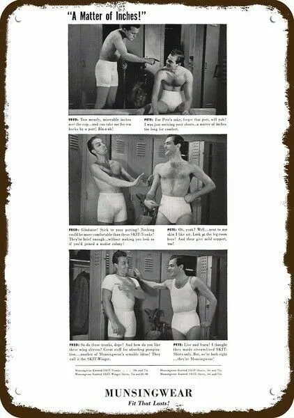 1940 MUNSINGWEAR Men's Underwear - Fred & Pete Talk Inches - REPLICA METAL SIGN
