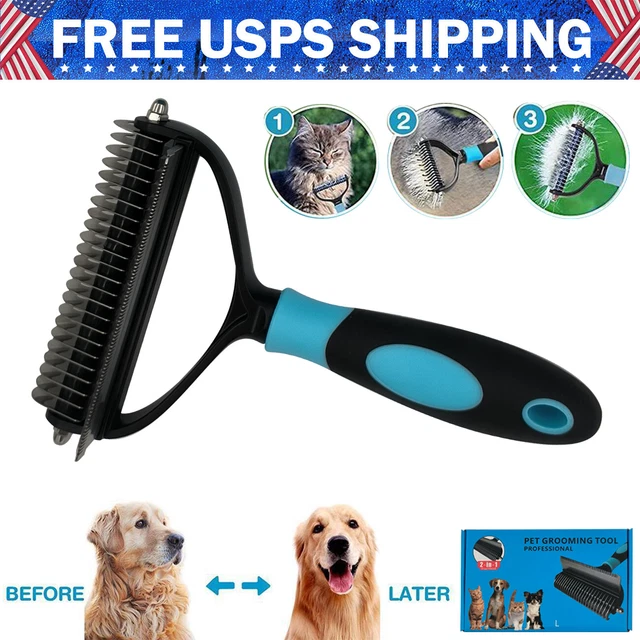 2side Dog Brush for Shedding Dematting Pet Grooming Cat Hair Undercoat Rake Comb