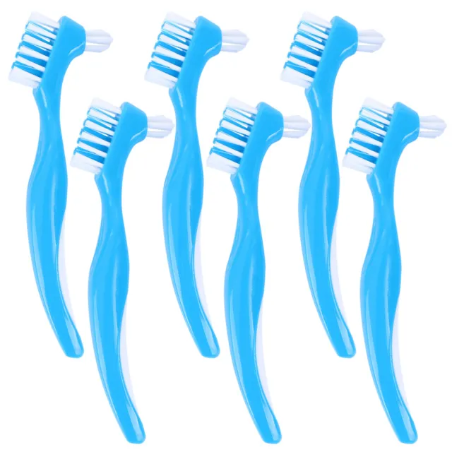 6 piezas cepillo de prótesis cepillo de dientes falso traje azul cepillos de cuidado aparatos dentales