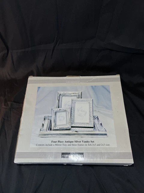 Melannco Four Piece Antique Silver Vanity/Frame Set New In Box