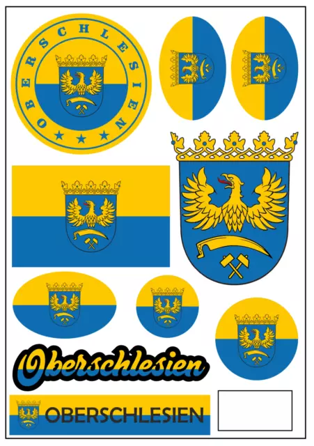 Oberschlesien 10 Aufkleber Fahne Flagge Sticker Decal Tuning EM Sport Folie AK