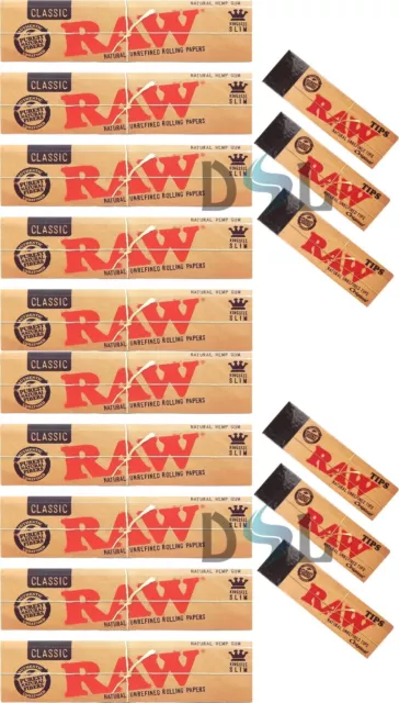 Raw Classic King Size Slim 110Mm Rolling Papers Roach Filter Tips