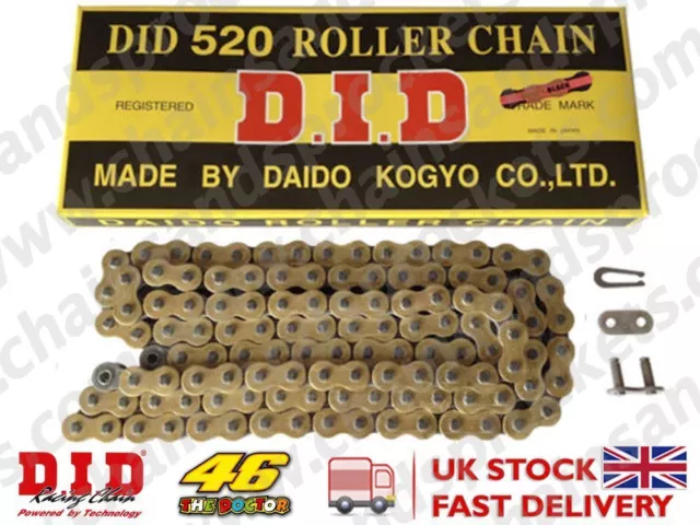 DID Gold Std Roller Motorbike Chain 520 112 fits Kawasaki KDX250 91-94