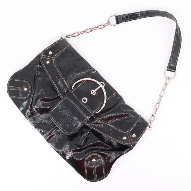 Merona Handbag Women S Black Faux Leather Convertible Clutch Purse Shoulder Bag