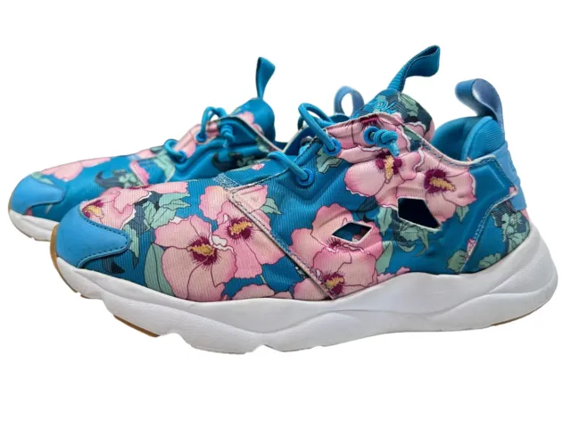 Reebok Furylite Sneakers Womens 6 Aqua Pink Floral Comfort Shoes Great Condition