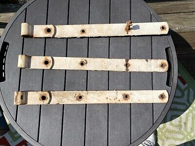 3 Vtg Barn Door Strap Hinges 20.5" Wrought Iron Gate Metal Steampunk Forged