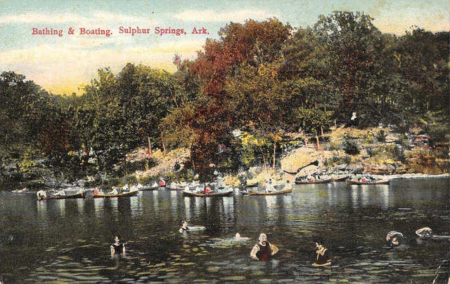 Bathing & Boating, Sulphur Springs, Arkansas ca 1910s Vintage Postcard