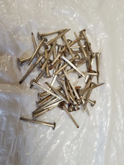 50 VTG Iron 1 1/8" Square Cut Dome Head Nails or Brads
