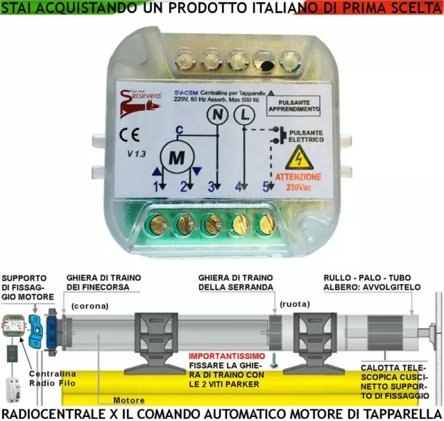 COMANDO CENTRALIZZATO TAPPARELLA RADIO ELETTRICA 220 V FREQ. 433,92 MHz SERRANDA