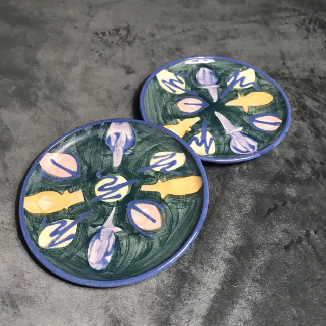 Art Pottery Trinkets Dish Tray Beautiful Unique One Of A Kind Floral Abstract