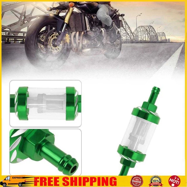 Filtro olio carburante gas alluminio CNC 8 mm per ATV Sporcizia Pit Bike Motocross (verde)