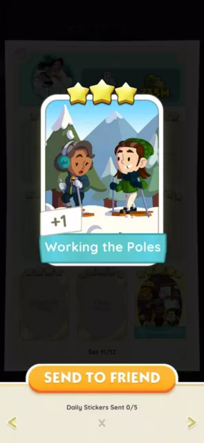 Monopoly Go!  WORKING THE POLES 3 Star Sticker OUTDOOR FUN Set 11