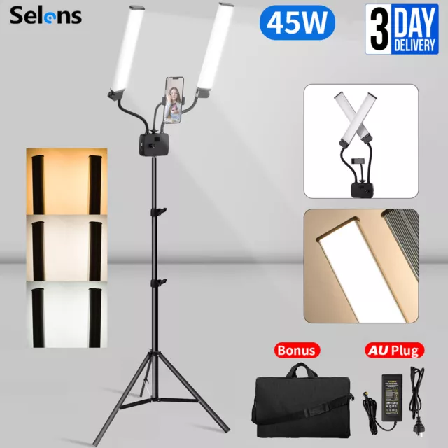 45W Dimmable Double Arm 224 LED Fill Light 2m Tripod Stand Makeup  Eyelash Tatto