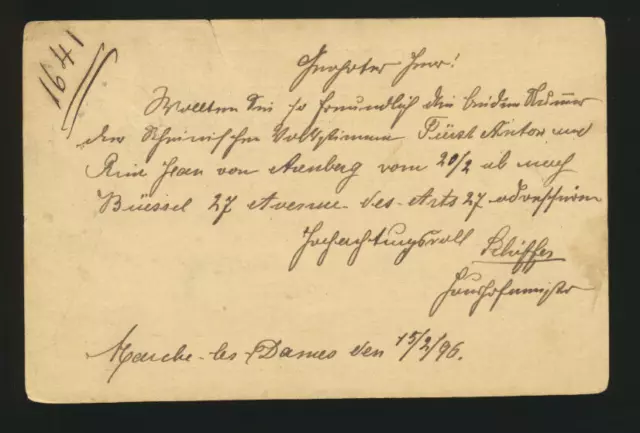 Belgien Ganzsachen-Karte 1903 aus Herve + ZF nach Reutlingen  (GA1) 2