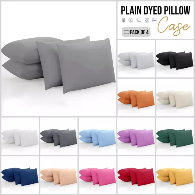 2, 4 X Pillow Case Luxury Cases Poly Cotton Housewife Pair Pack Pillow Cover