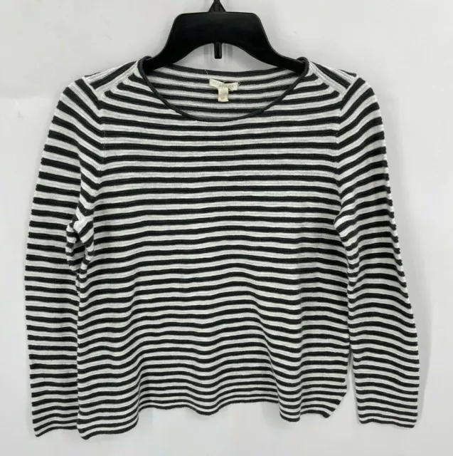 Eileen Fisher Sweater Womens Small Striped Boat Neck Nautical LIghtweight