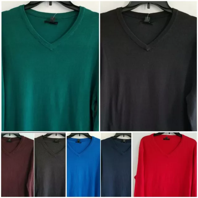 Alfani Mens Small V Neck Solid Cotton Nylon Pullover Sweater