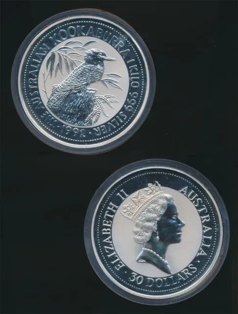Australia: 1992 $30 1kg 999 Silver Kookaburra Scarce