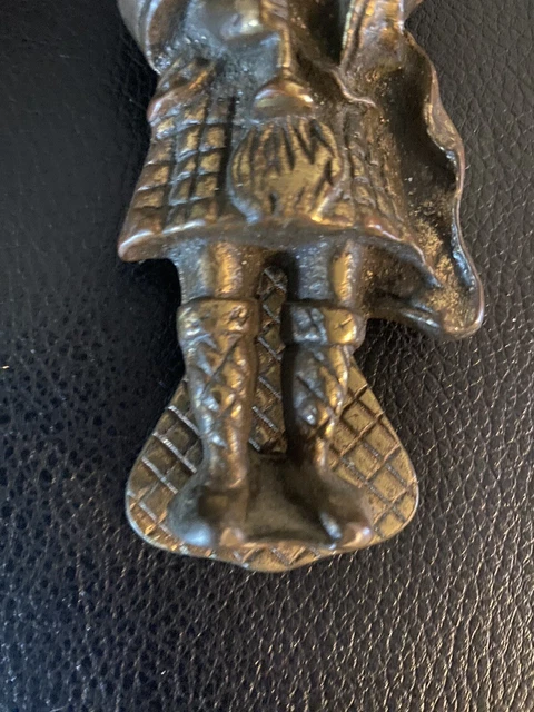 Vintage Brass Door Knocker w/ Scottish Irish Bag Pipe Player In Kilt
