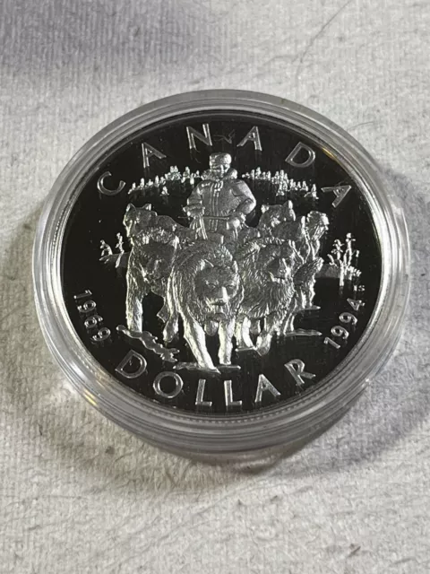 1994 Canada 1 Dollar Large Silver Proof Coin RCMP Dog Patrol