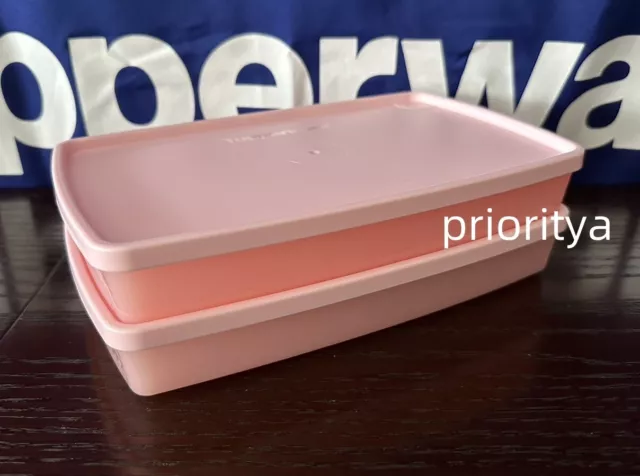 Tupperware Freezer Mates Plus Snowflake Rectangular Deli Container 2.5c Pink Set