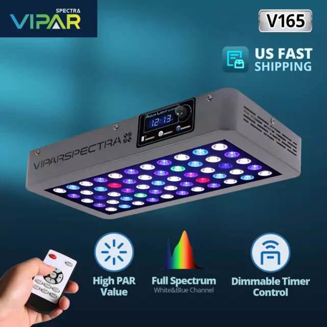 VIPARSPECTRA Timer Control 165W LED Aquarium Light Full Spectrum Reef Coral Tank