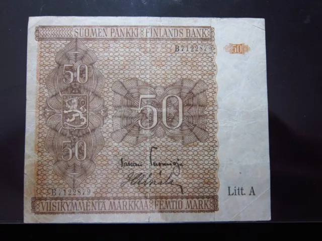 FINLAND 50 Markkaa 1945 Litt. A P79 Mark Suomen Pankki 2829# Banknote Money