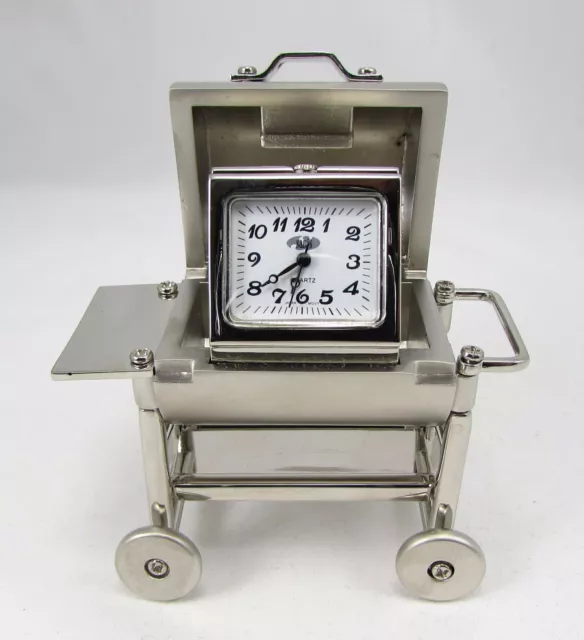 Sanis BBQ GRILL Silver Desk Clock Gift "New in box"