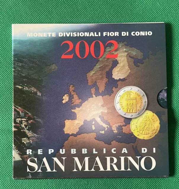 San Marino 2002 Cartera S/C 8 Valores  Euroset De 8 Monedas Desde 1 Céntimo A 2€