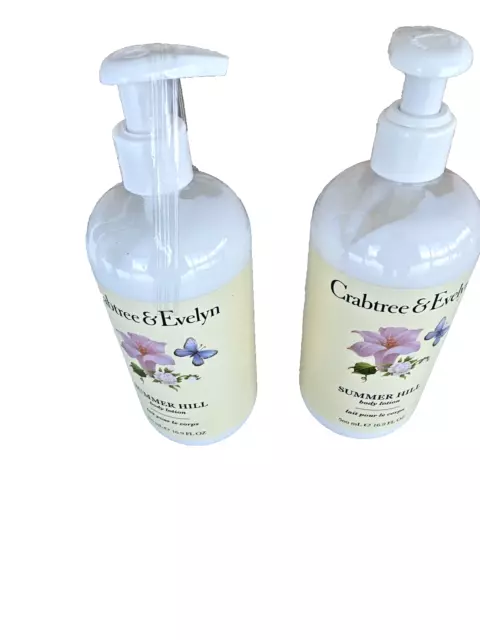 Crabtree & Evelyn Summer Hill Body Lotion Set Of 2 16.9 fl oz 2 Bottles Pump