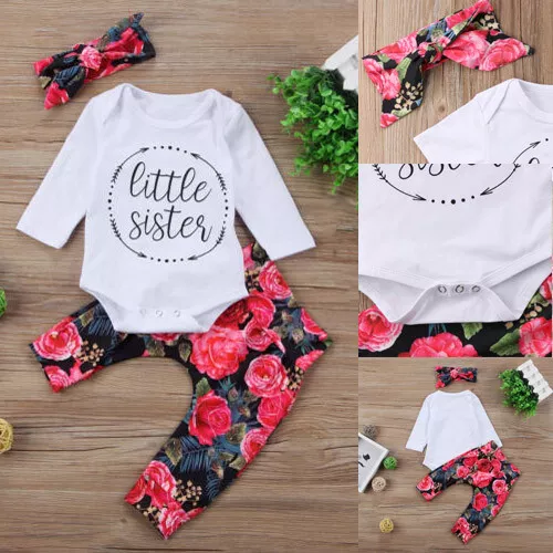 Abbigliamento neonata bambina tuta floreale top pantaloni fascia set abiti
