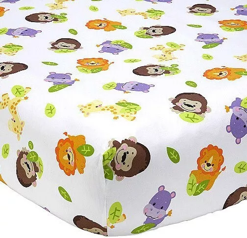 Fisher Price Precious Planet Crib/Toddler Bed Fitted Sheet ~ Jungle Animals