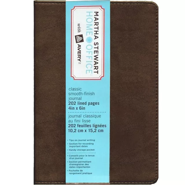 Lot of 6 Martha Stewart Avery Smooth-finish Journal 4 x 6 Faux Leather Brown