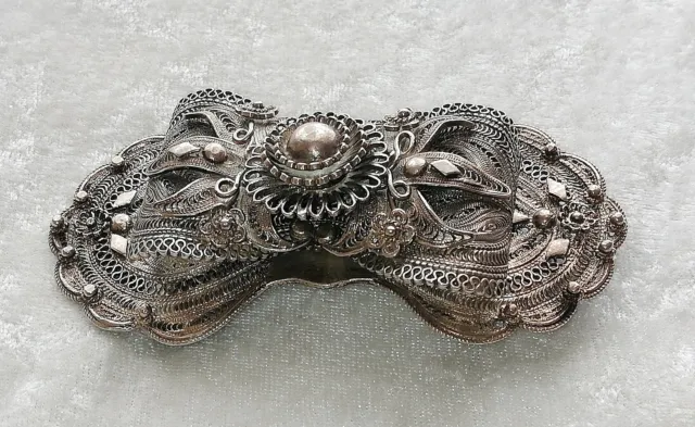 Ottoman Turkish antique silver belt buckle Collectable Hand crafted Traditional 3