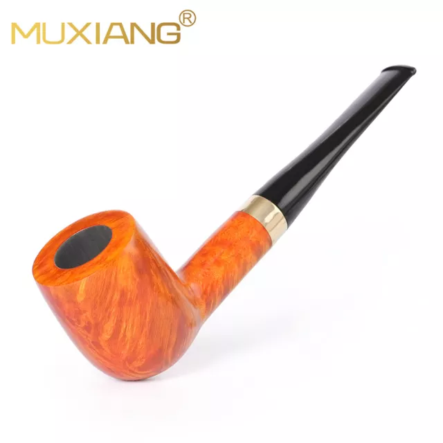 Briar Wooden Tobacco Pipe Acrylic Straight Taper Stem Classic Smoking Pipe Band