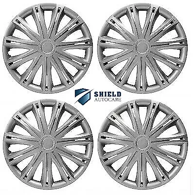 Wheel Trims 13" Hub Caps Spark Covers Set of 4 Silver Specific Fit R13 Return