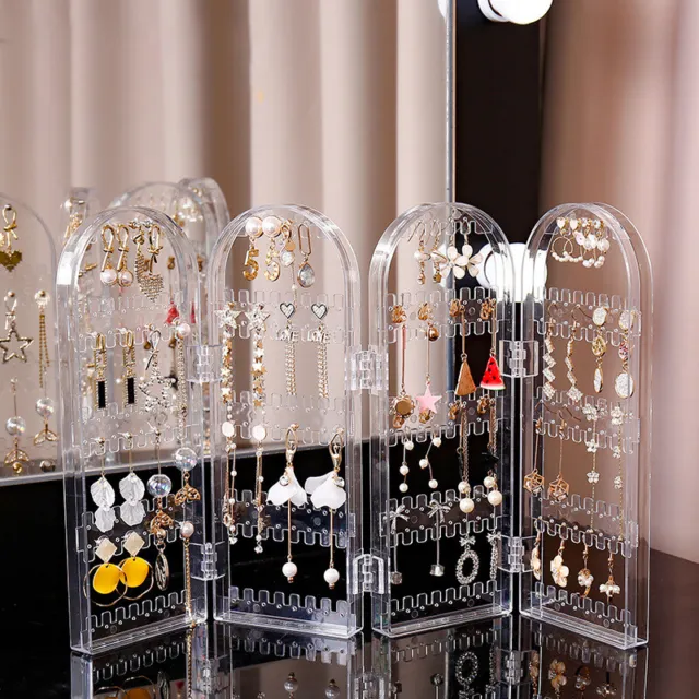 Folding Earrings Studs Display Rack Necklace Jewelry Shelf Stand Holder