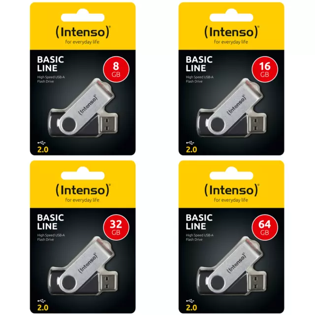 Intenso Clé USB Basic Line 2.0 Flash Entraînement 8GB 16GB 32GB 64GB