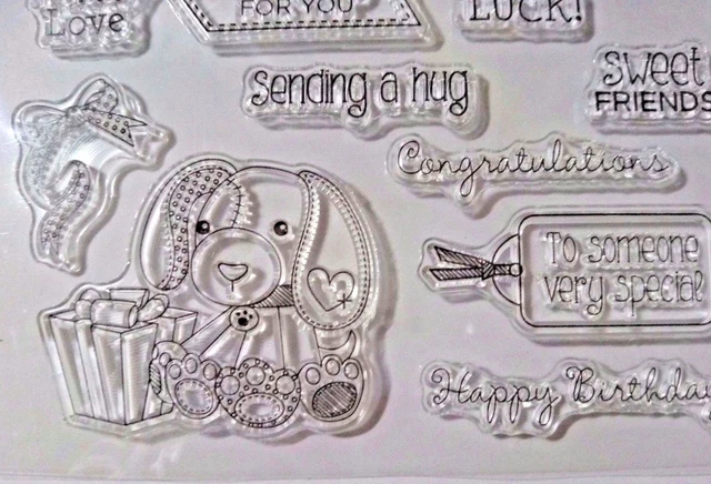 15 klare Silikon Stempel Hund Banner Sentiment Karte Herstellung Sammelalbum Journal 2